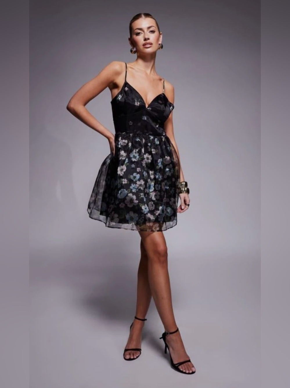 Lulus' Black Floral Tulle Party Dress